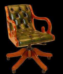 fauteuil bureau anglais regency cuir vert