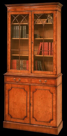 Bibliothèque 2 portes et 2 tiroirs en bois de merisier