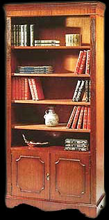 Bibliothèque Anglaise ouverte 5 étagères avec portes en bas en bois de merisier