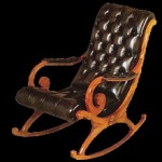fauteuil victoria rocking chair en cuir de vachette coloris marron patine