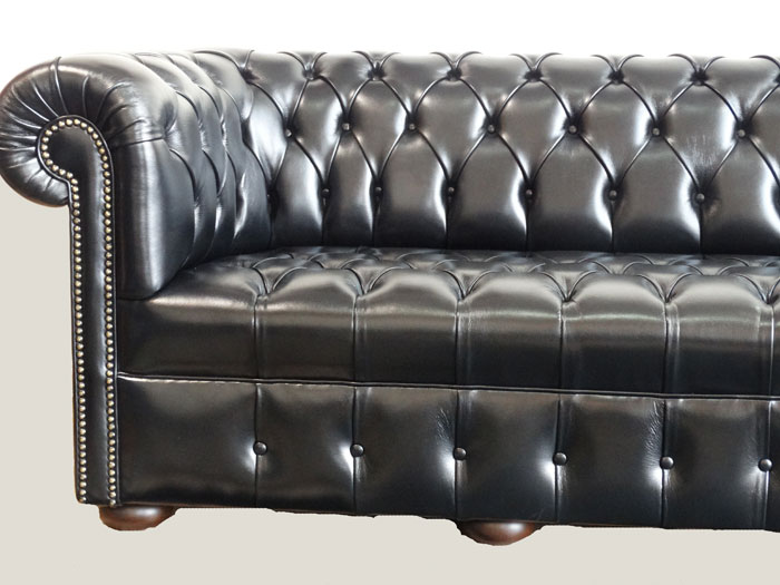 Canape 3 Places Chesterfield Coloris Noir Longfield 1880